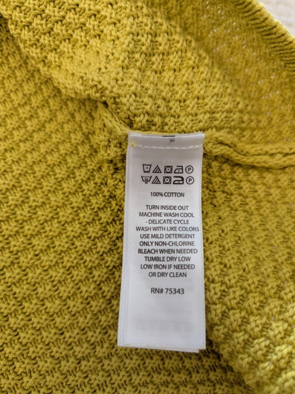 Mercer & Madison Cotton Textured Knit Sweater Chartreuse Green Mustard Cowl Neck - Picture 7 of 11